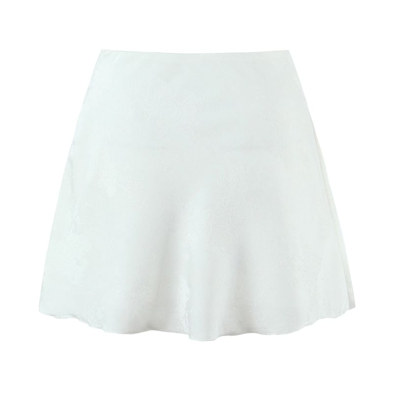 Jacquard High Rise Mini A-Line Skirt