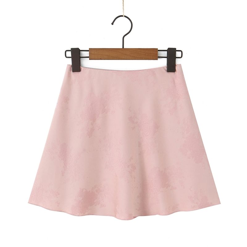 Jacquard High Rise Mini A-Line Skirt