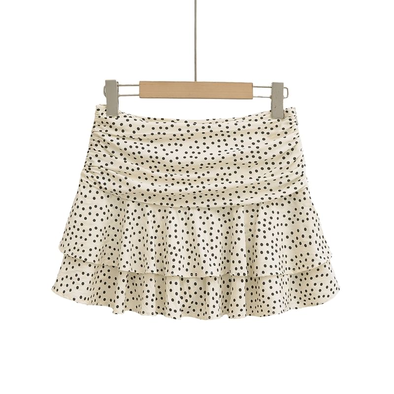 Ruched Ruffle High Waist Mini A-Line Skirt