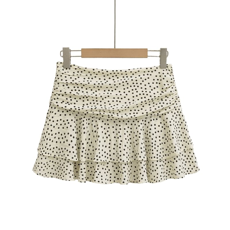 Ruched Ruffle High Waist Mini A-Line Skirt