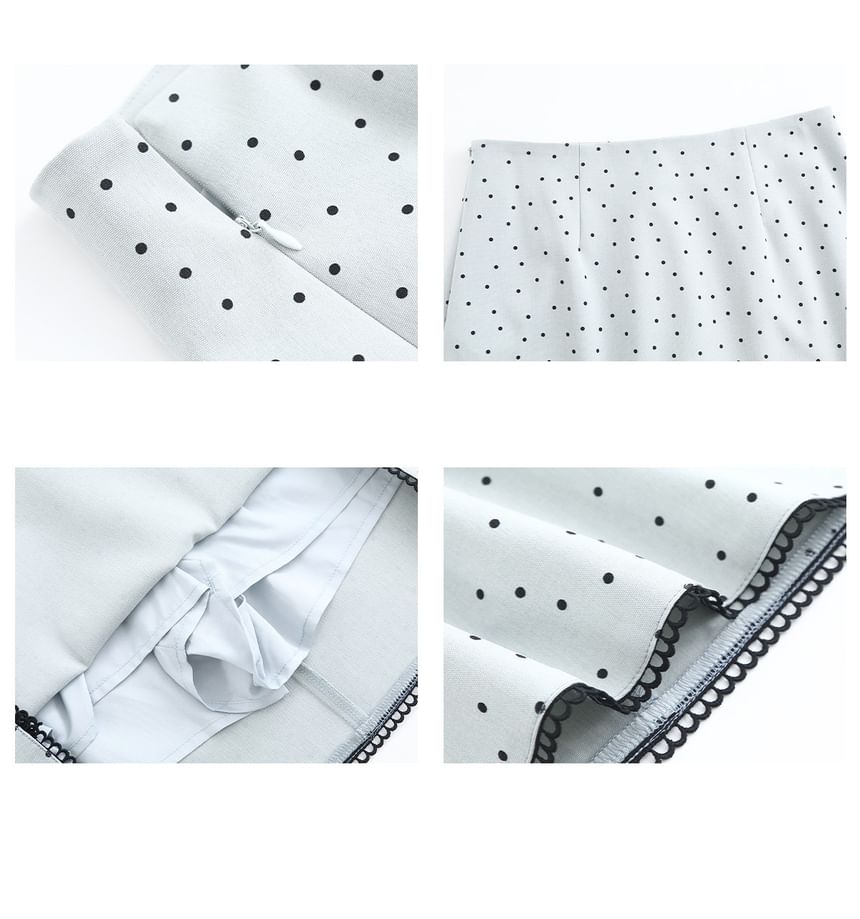 Dotted Contrast Lace Trim Mini A-Line Skirt High Rise