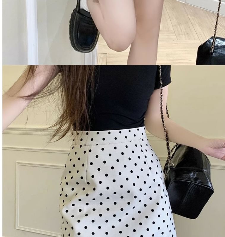 Dotted High Waist Mini A-Line Skirt