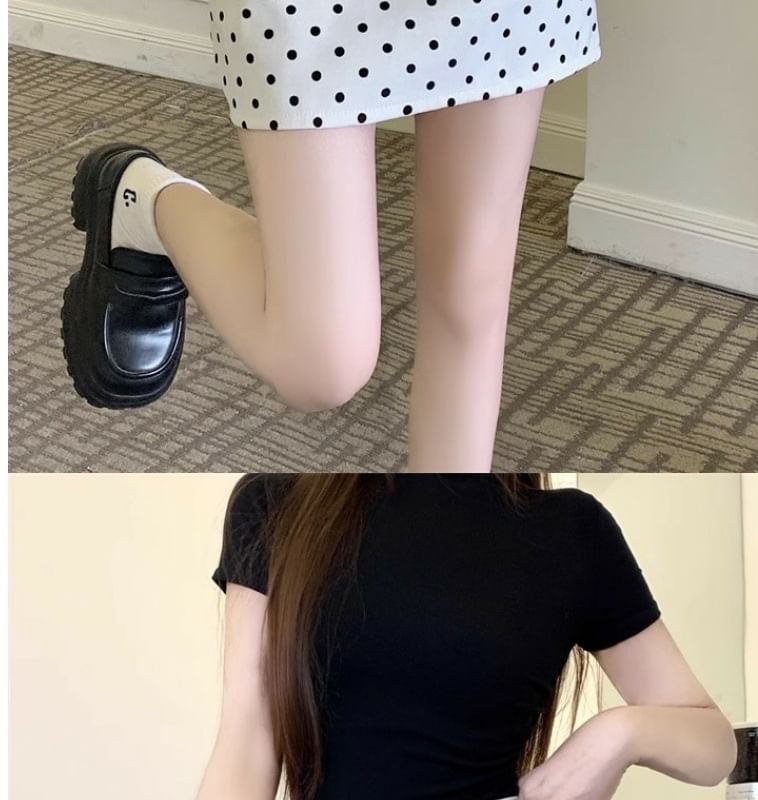 Dotted High Waist Mini A-Line Skirt