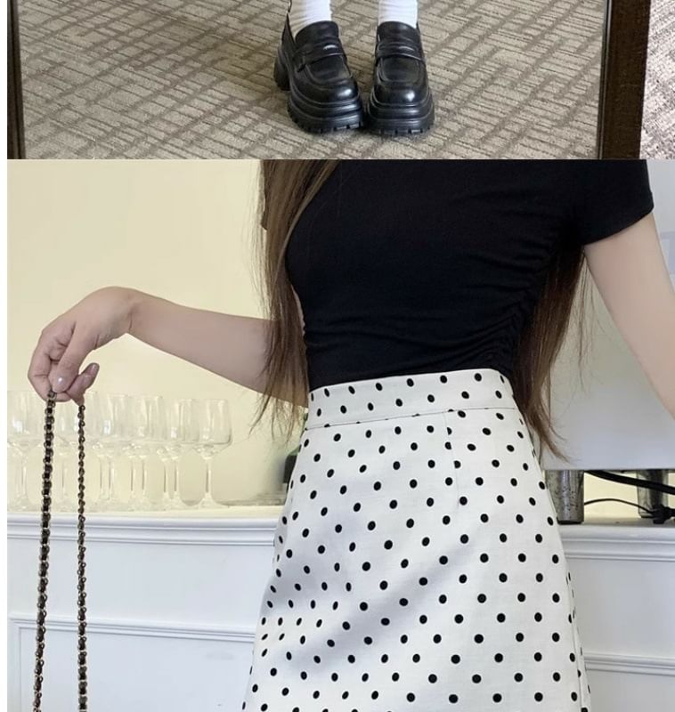 Dotted High Waist Mini A-Line Skirt