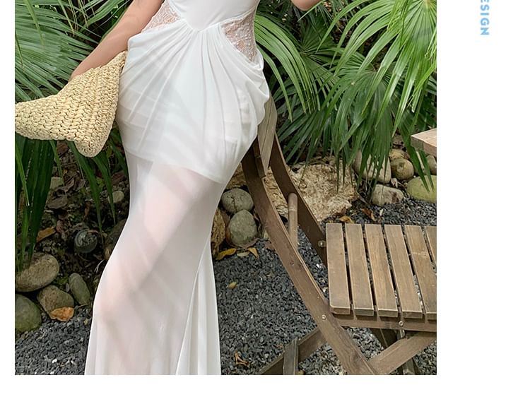 Black Sleeveless Rhinestone Bodycon Maxi Dress - Altfashion Shop