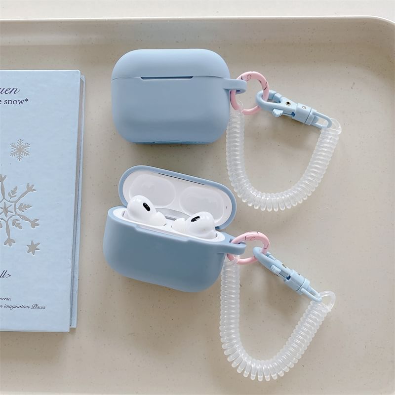 Plain Apple AirPods / Pro Earphone Case Skin with Coil Strap