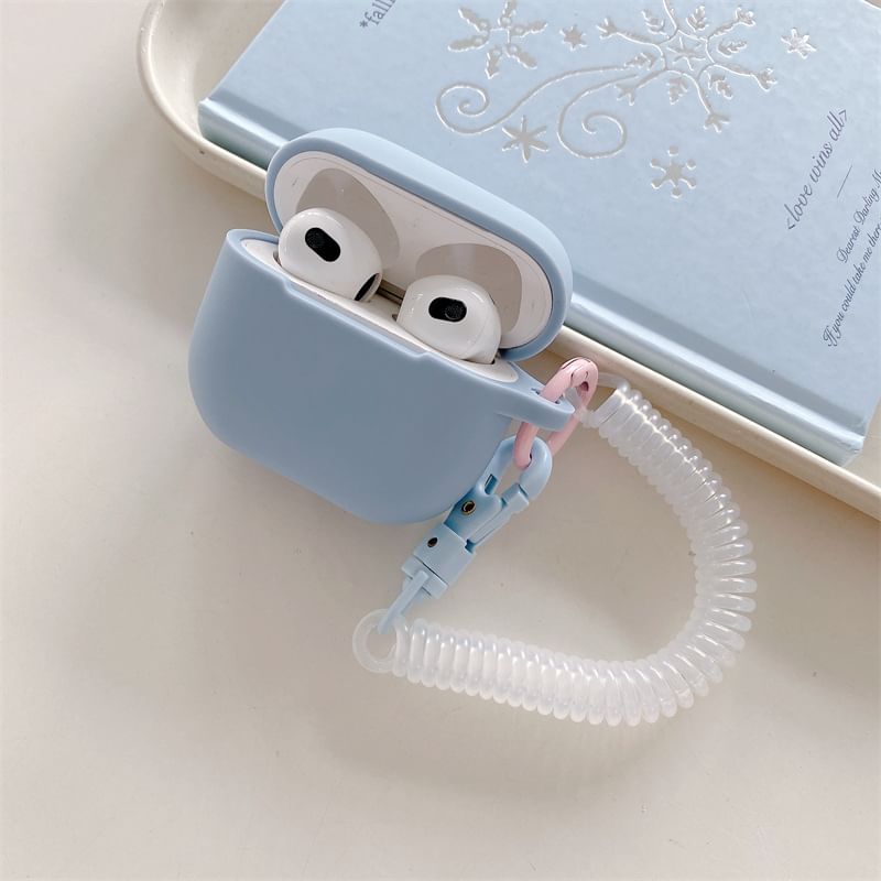 Plain Apple AirPods / Pro Earphone Case Skin with Coil Strap