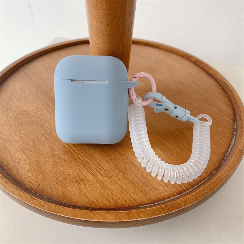 Plain Apple AirPods / Pro Earphone Case Skin with Coil Strap