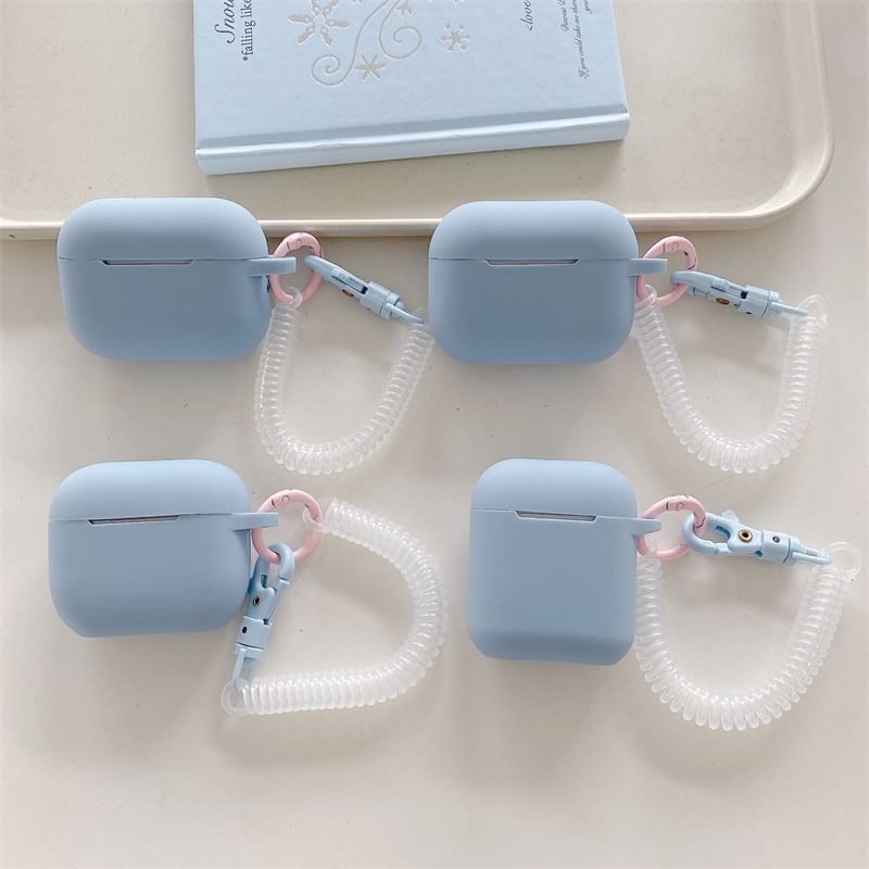 Plain Apple AirPods / Pro Earphone Case Skin with Coil Strap