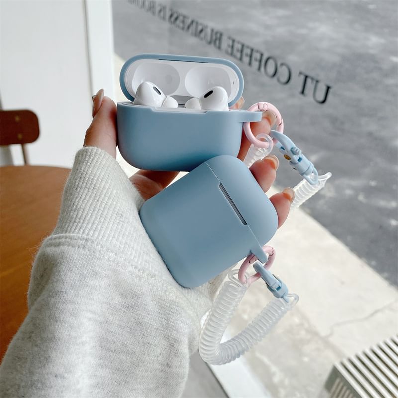 Plain Apple AirPods / Pro Earphone Case Skin with Coil Strap