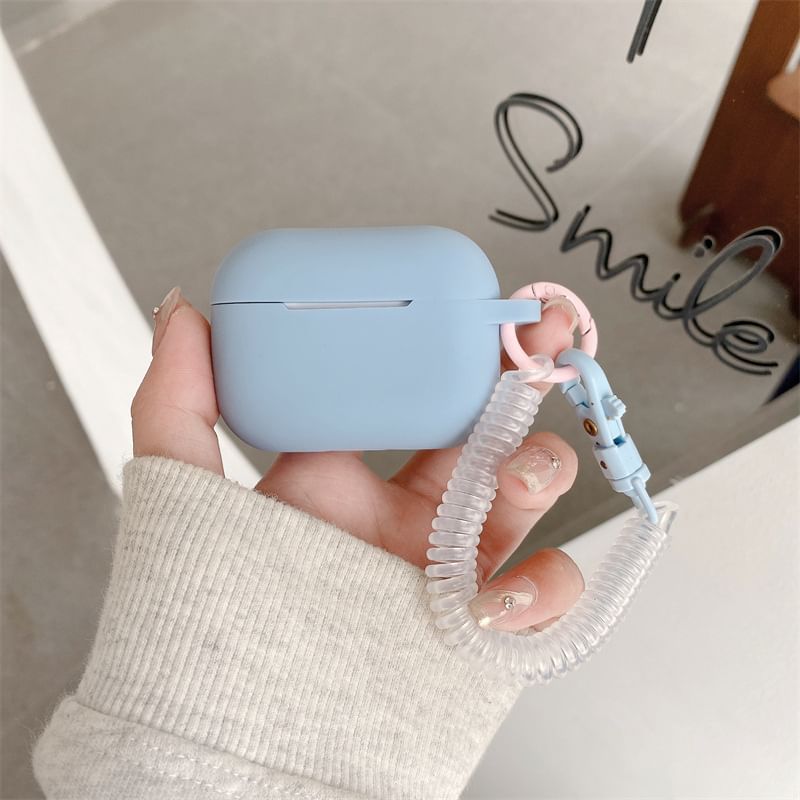 Plain Apple AirPods / Pro Earphone Case Skin with Coil Strap