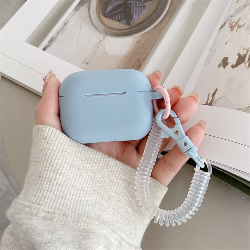 Plain Apple AirPods / Pro Earphone Case Skin with Coil Strap