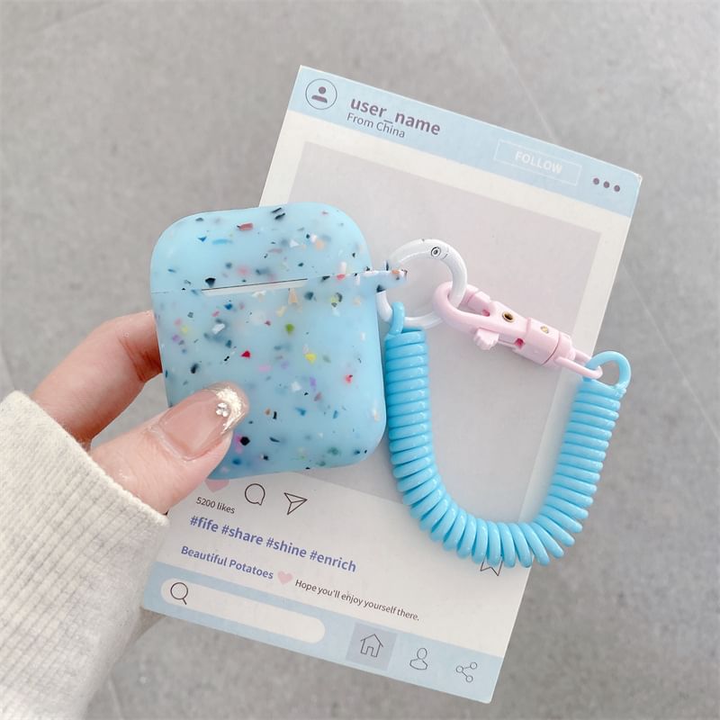 Splattered Fluorescent Apple AirPods / Pro Earphone Case Skin with Coil Strap