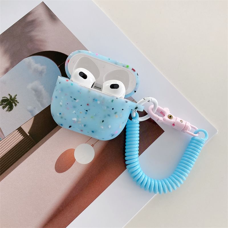 Splattered Fluorescent Apple AirPods / Pro Earphone Case Skin with Coil Strap