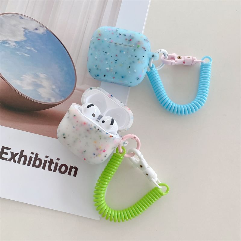 Splattered Fluorescent Apple AirPods / Pro Earphone Case Skin with Coil Strap