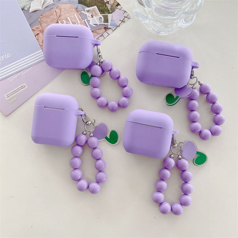 Plain Apple AirPods / Pro Earphone Case Skin with Tulip Bead Strap