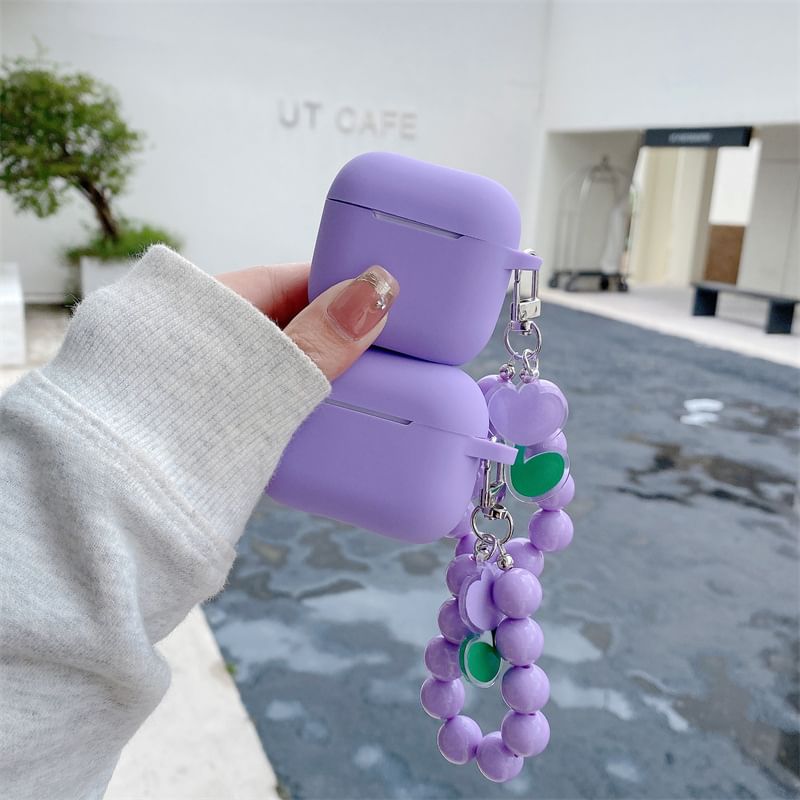 Plain Apple AirPods / Pro Earphone Case Skin with Tulip Bead Strap