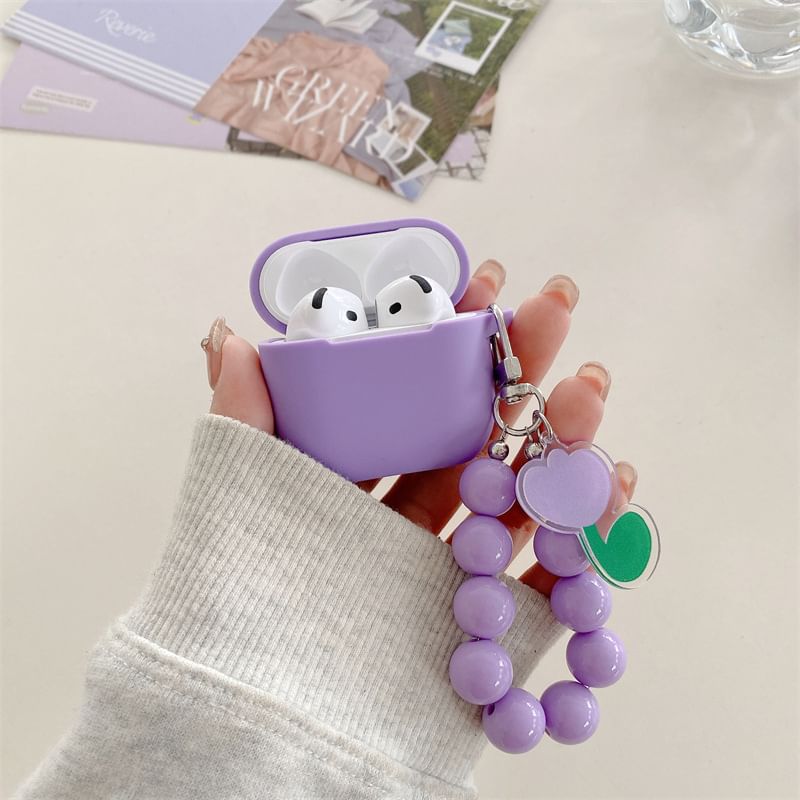 Plain Apple AirPods / Pro Earphone Case Skin with Tulip Bead Strap