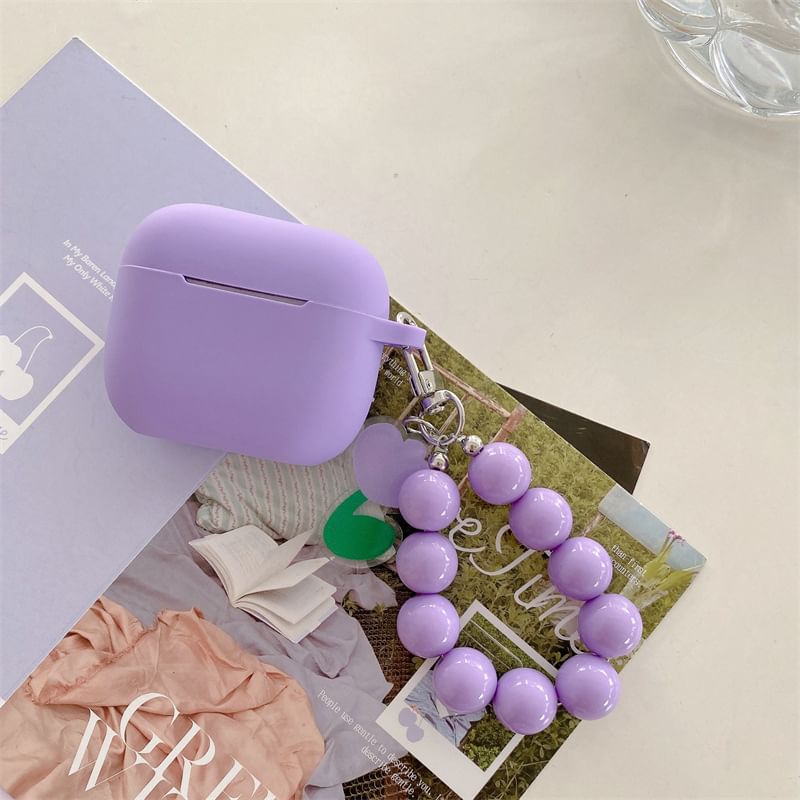 Plain Apple AirPods / Pro Earphone Case Skin with Tulip Bead Strap