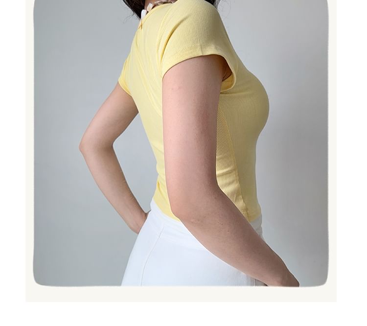 Mock Two-Piece V-Neck Short-Sleeved Plain Tee