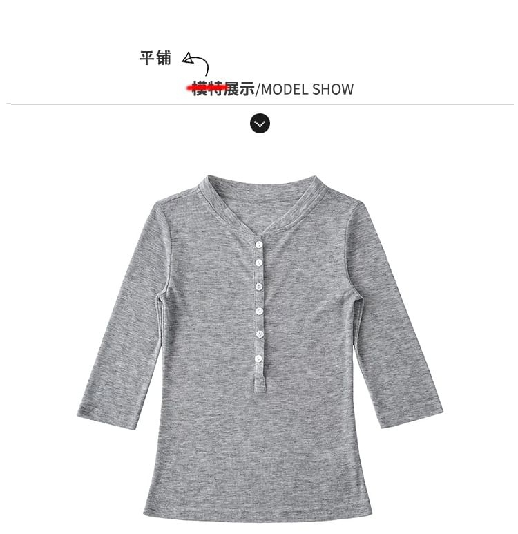Slim-Fit Henley Elbow-Sleeved T-Shirt