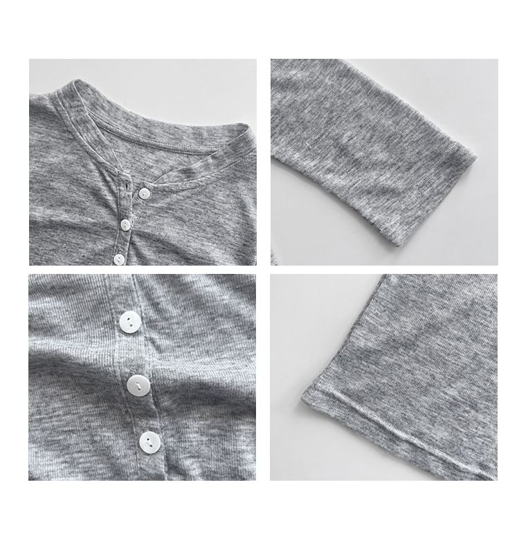 Slim-Fit Henley Elbow-Sleeved T-Shirt