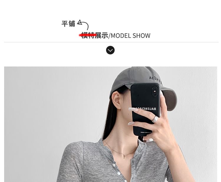 Slim-Fit Henley Elbow-Sleeved T-Shirt