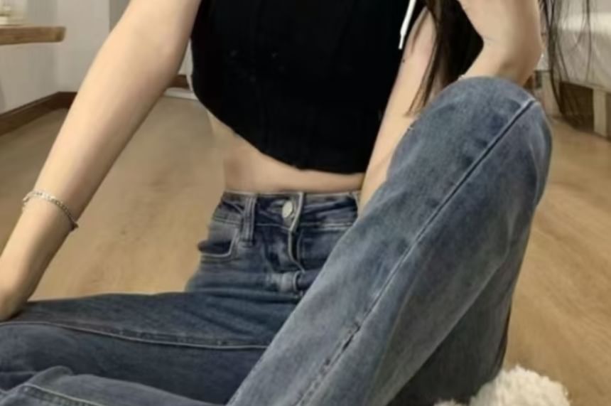 Contrast-Trimmed Tie-Shoulder Cropped Cami Top