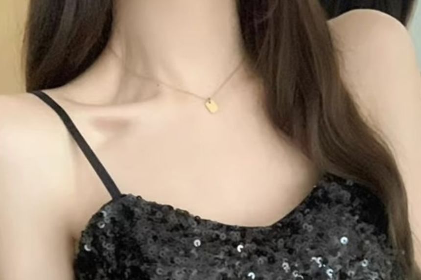 Padded Sequin Cropped Camisole Top