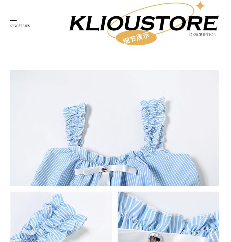 Striped Off-Shoulder Cropped Top with High-Waisted Maxi A-Line Skirt