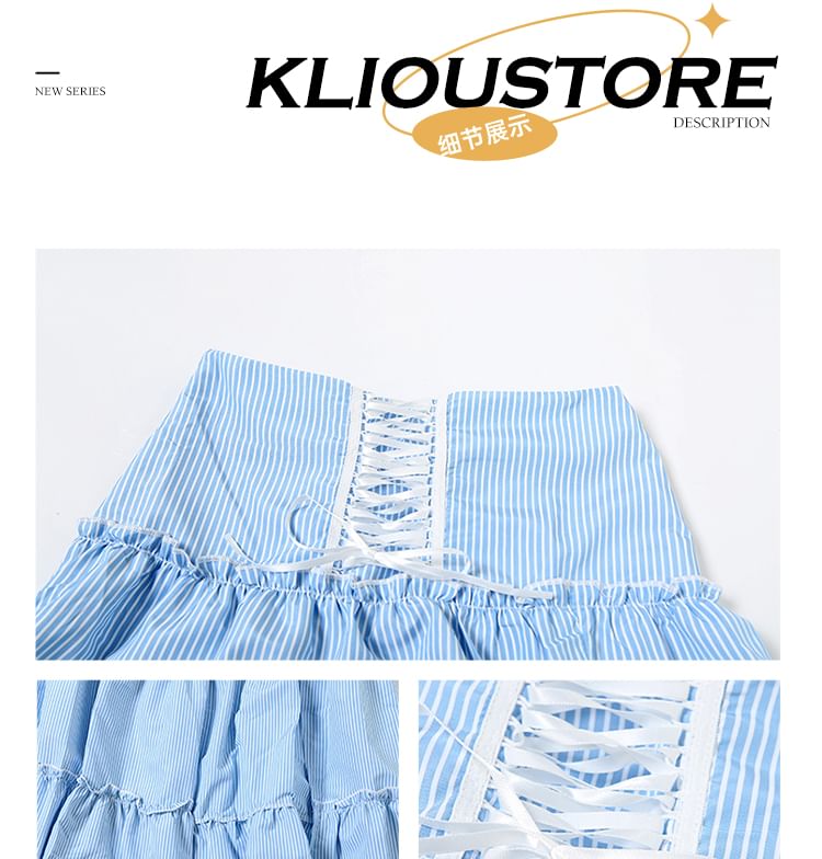 Striped Off-Shoulder Cropped Top with High-Waisted Maxi A-Line Skirt