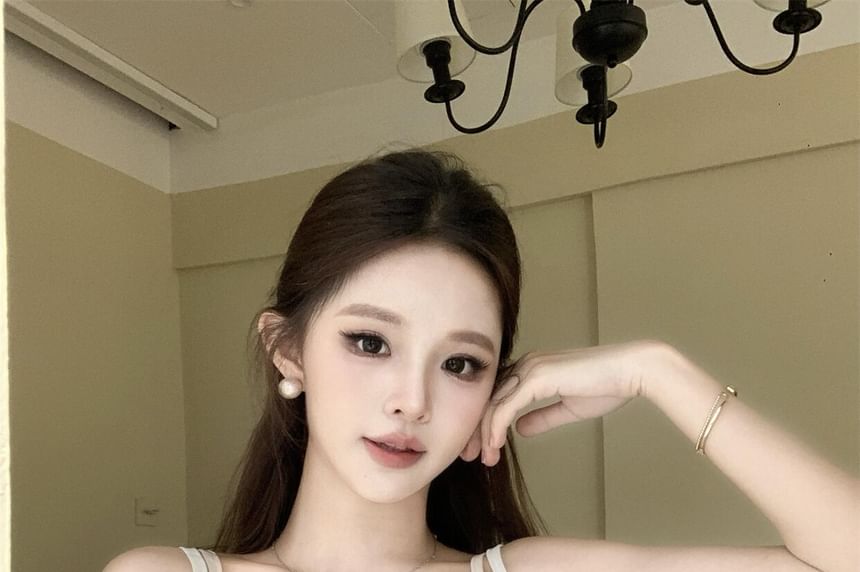 Two-Tone Lace Panel Mesh Camisole Top