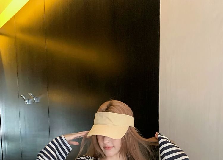 Striped Lace-Up Long-Sleeved Tee