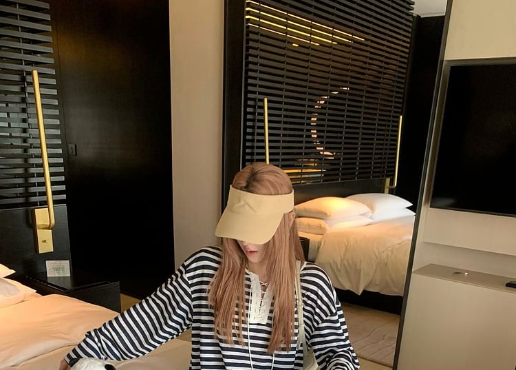 Striped Lace-Up Long-Sleeved Tee