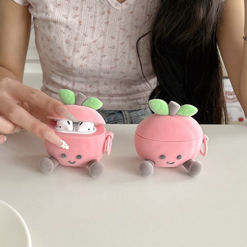 Peach Flocking Apple AirPods / Pro Earphone Case Skin