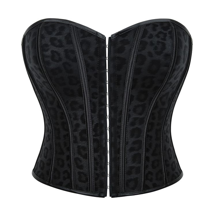 Leopard-Printed Strapless Sweetheart Bustier Top