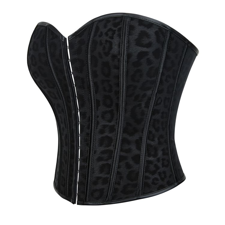 Leopard-Printed Strapless Sweetheart Bustier Top