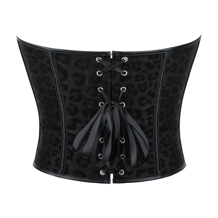 Leopard-Printed Strapless Sweetheart Bustier Top
