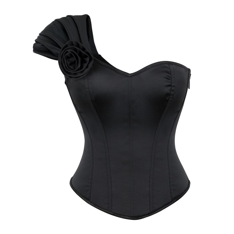 Sweetheart-Neck One-Shoulder Plain Bustier Top