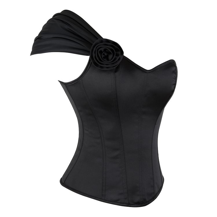 Sweetheart-Neck One-Shoulder Plain Bustier Top