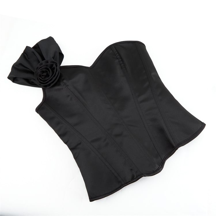 Sweetheart-Neck One-Shoulder Plain Bustier Top