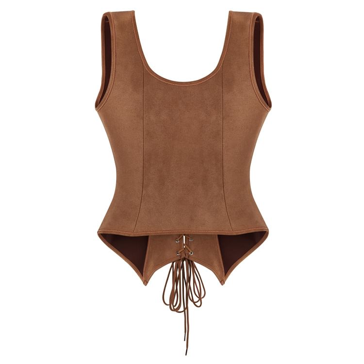 Sleeveless Square Neck Lace Up Bustier Top
