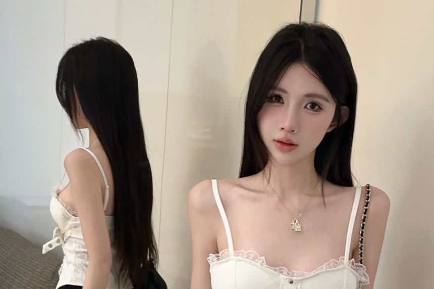 Padded Lace Cami with Buckled Panels