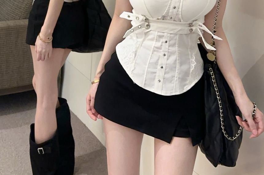 Padded Lace Cami with Buckled Panels