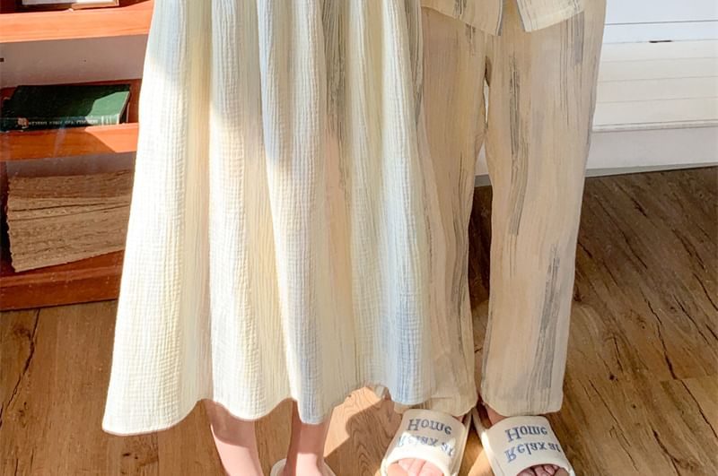 Couple Matching Long-Sleeve Tie Dye Pajama Top / Pants / Dress / Set