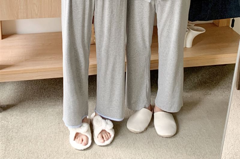 Couple Matching Pajama Set: Long-Sleeve V-Neck Top + Pants