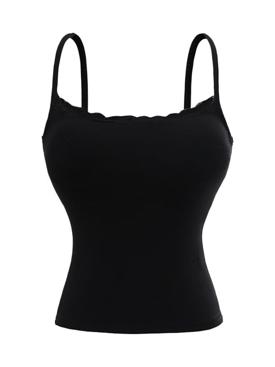 Scoop Neck Lace Cami Spaghetti Strap