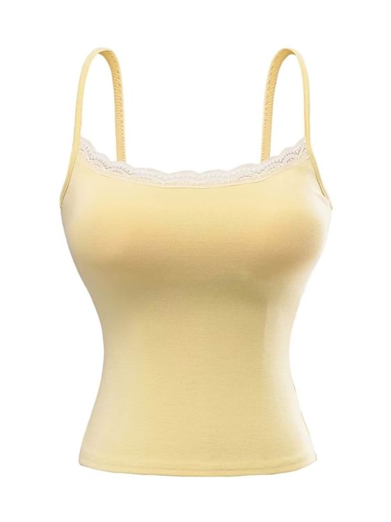 Scoop Neck Lace Cami Spaghetti Strap