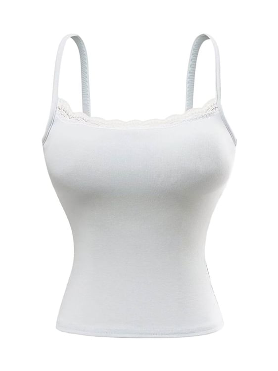 Scoop Neck Lace Cami Spaghetti Strap