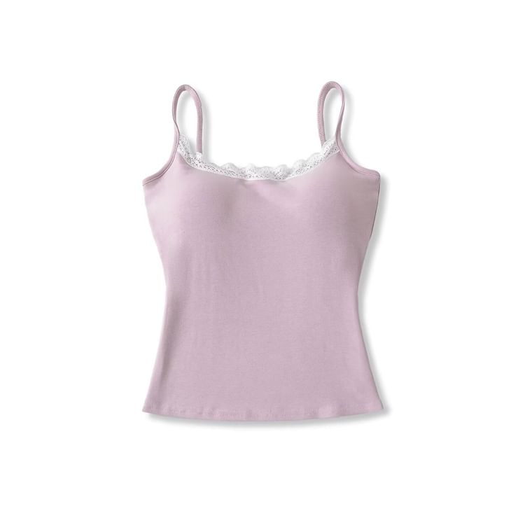 Scoop Neck Lace Cami Spaghetti Strap
